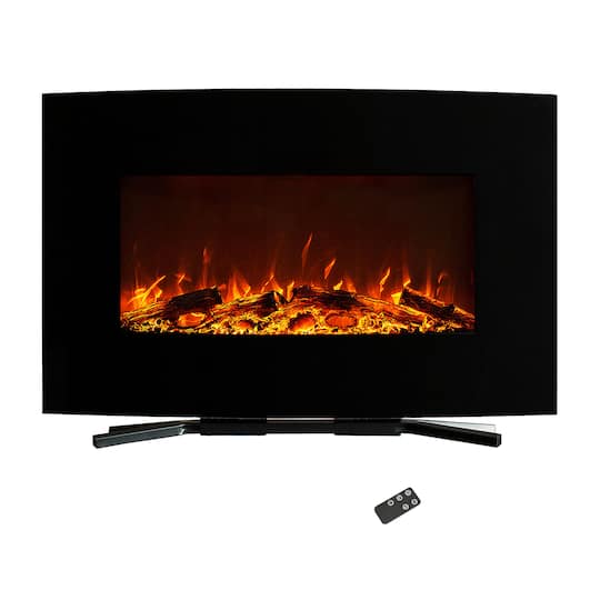 Hastings Home 36&#x22; Black Curved Electric Fireplace